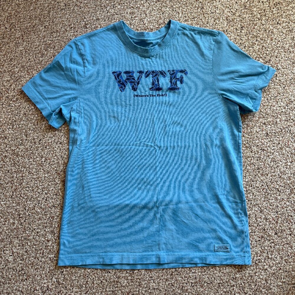 Life Is Good Men's WTF (Where's The Fish) Short Sleeve Tee -- Medium